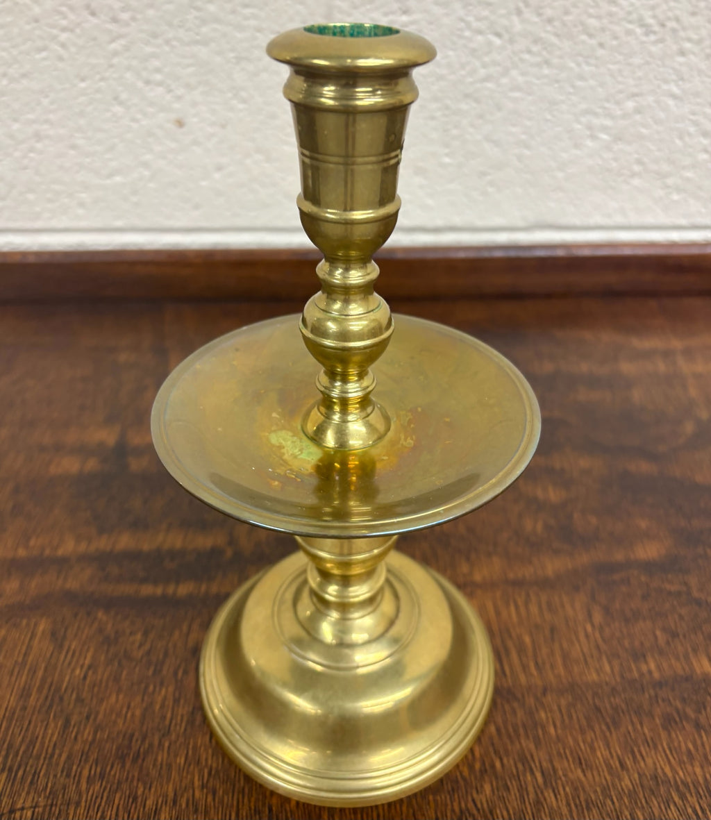 Antique Brass Candlestick Chamberstick with Drip Tray
