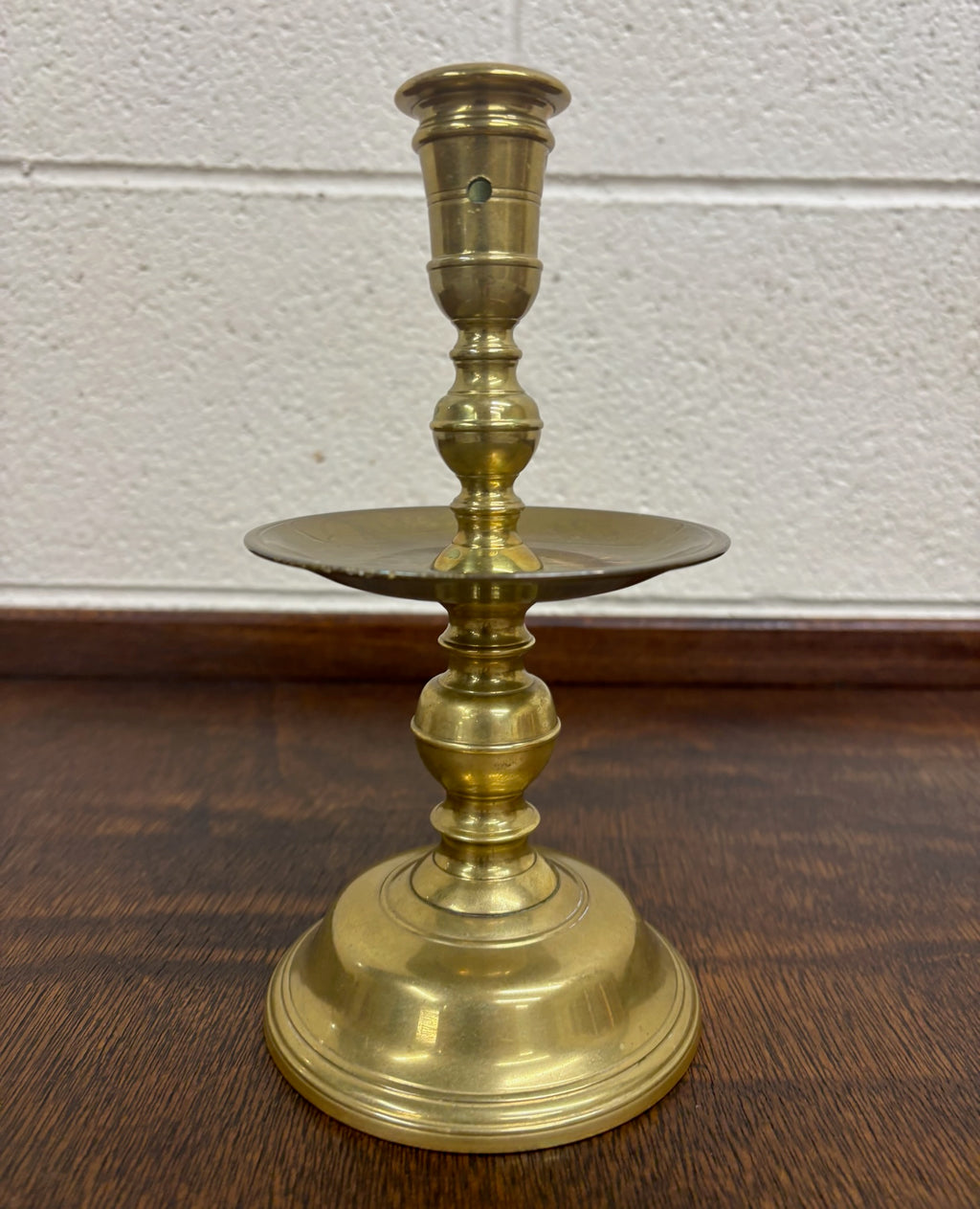Antique Brass Candlestick Chamberstick with Drip Tray