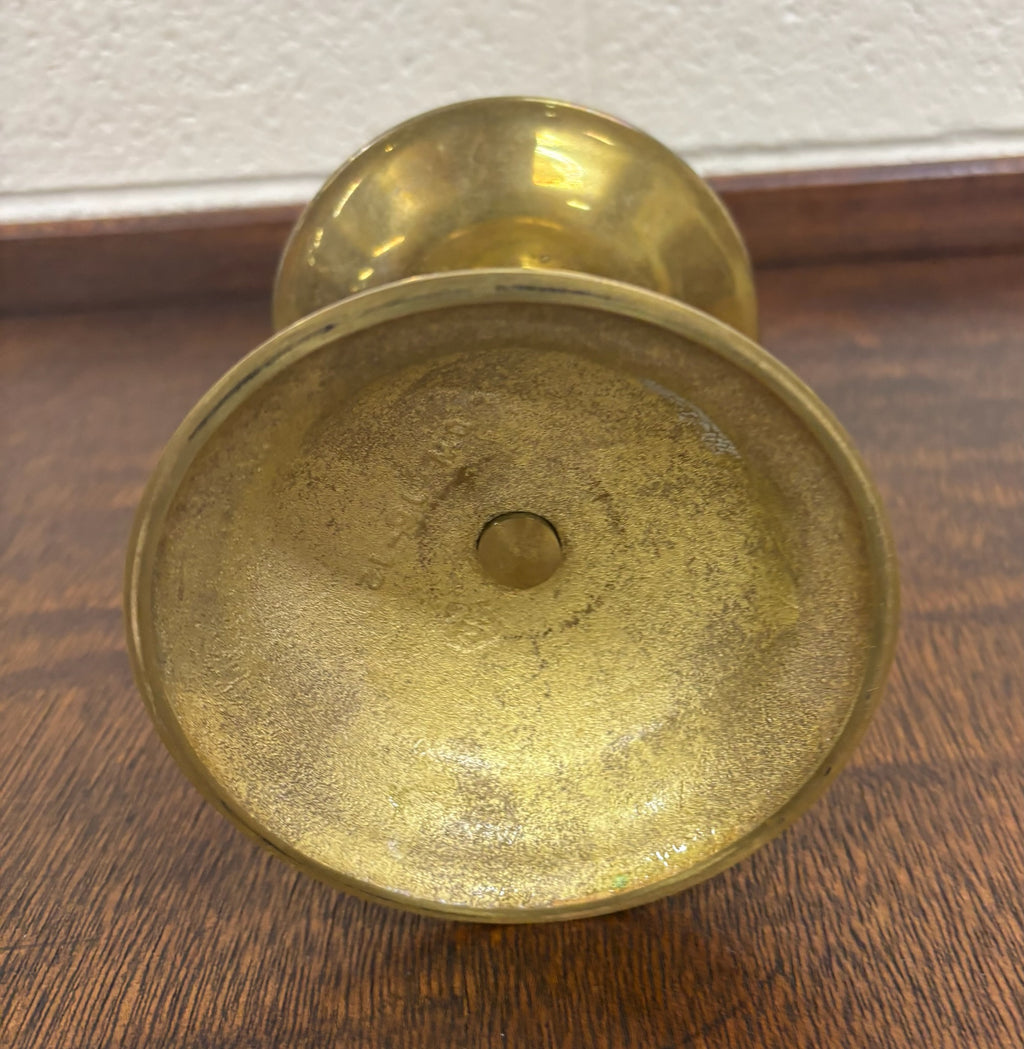 Antique Brass Candlestick Chamberstick with Drip Tray