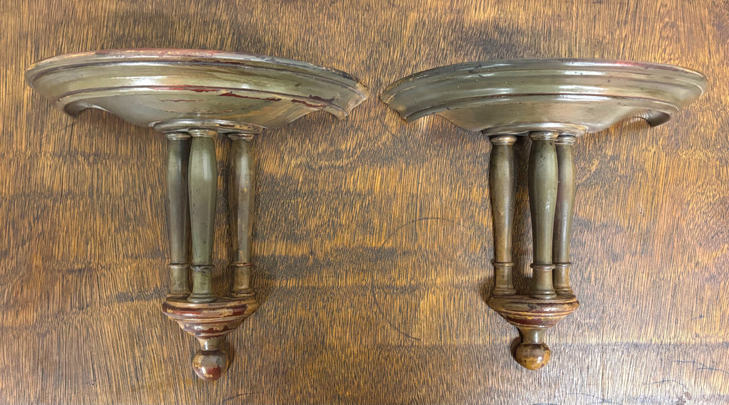 Vintage Classic Colonial Revival Wooden Wall Shelves - Pair
