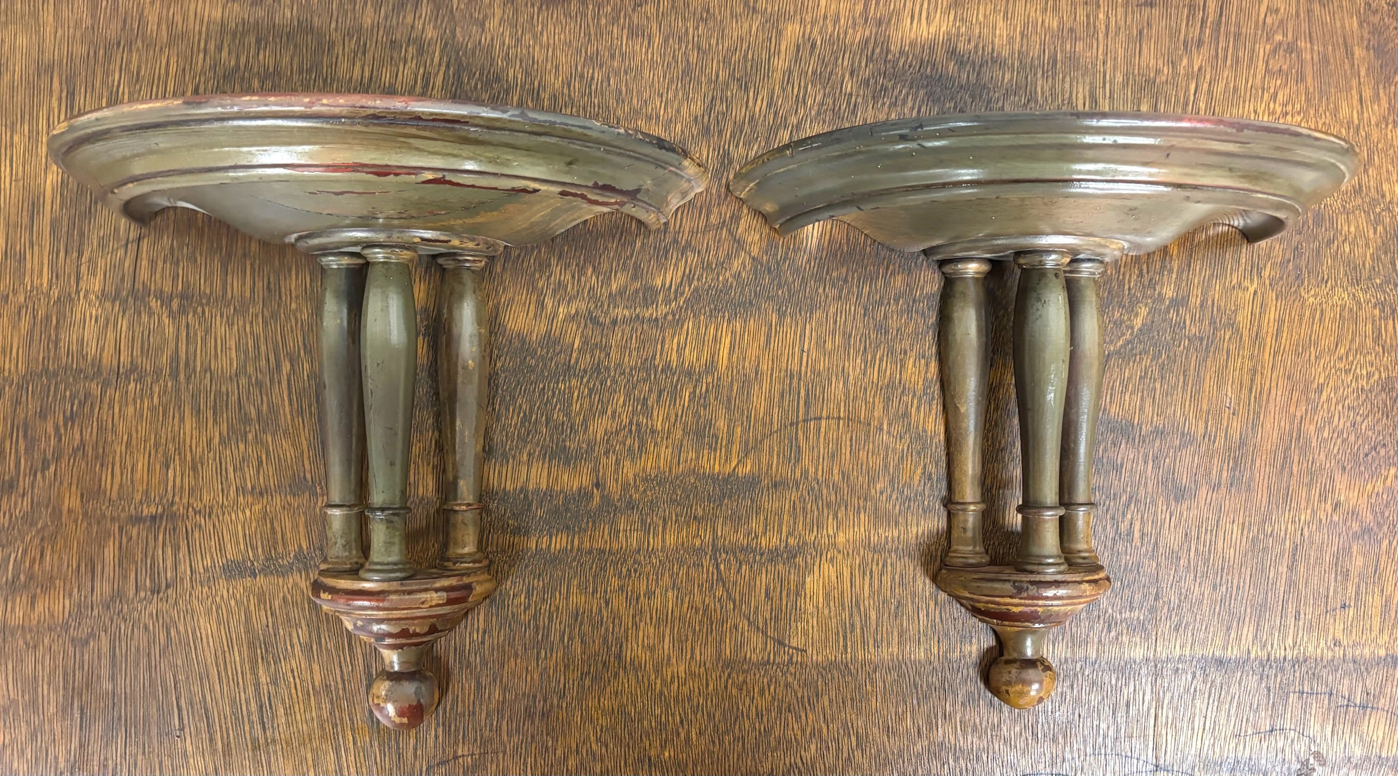 Vintage Classic Colonial Revival Wooden Wall Shelves - Pair
