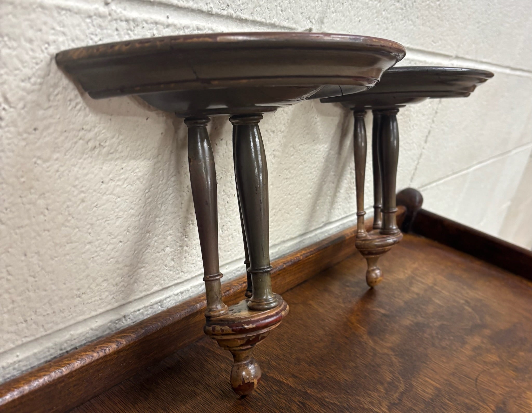 Vintage Classic Colonial Revival Wooden Wall Shelves - Pair
