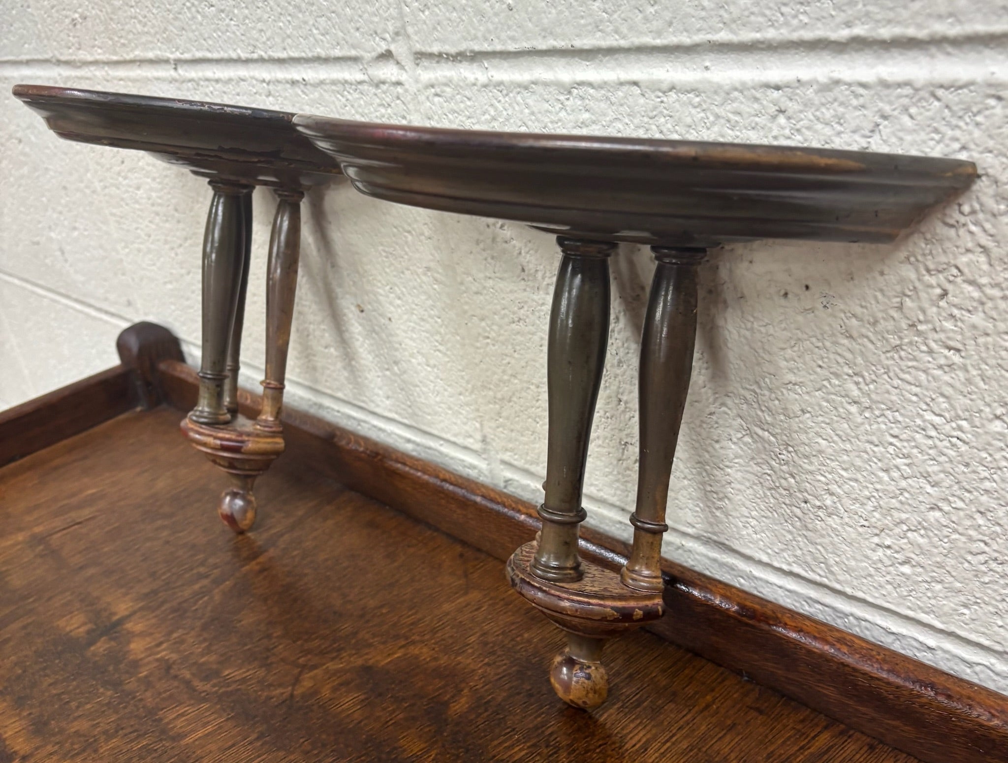 Vintage Classic Colonial Revival Wooden Wall Shelves - Pair