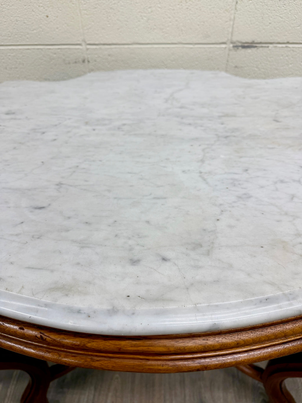 Antique White Marble Turtle Top Victorian Eastlake Parlor Table Center Table