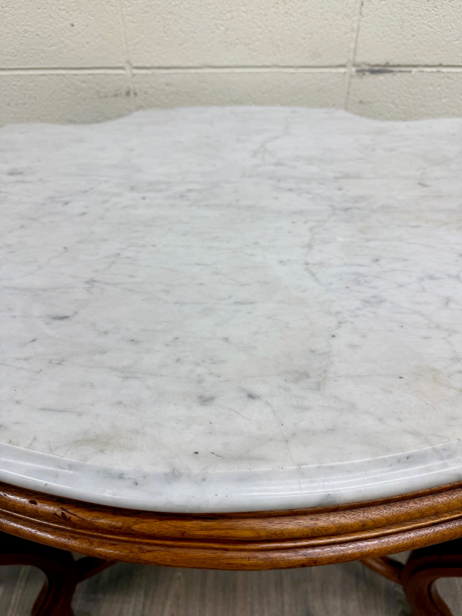 Antique White Marble Turtle Top Victorian Eastlake Parlor Table Center Table