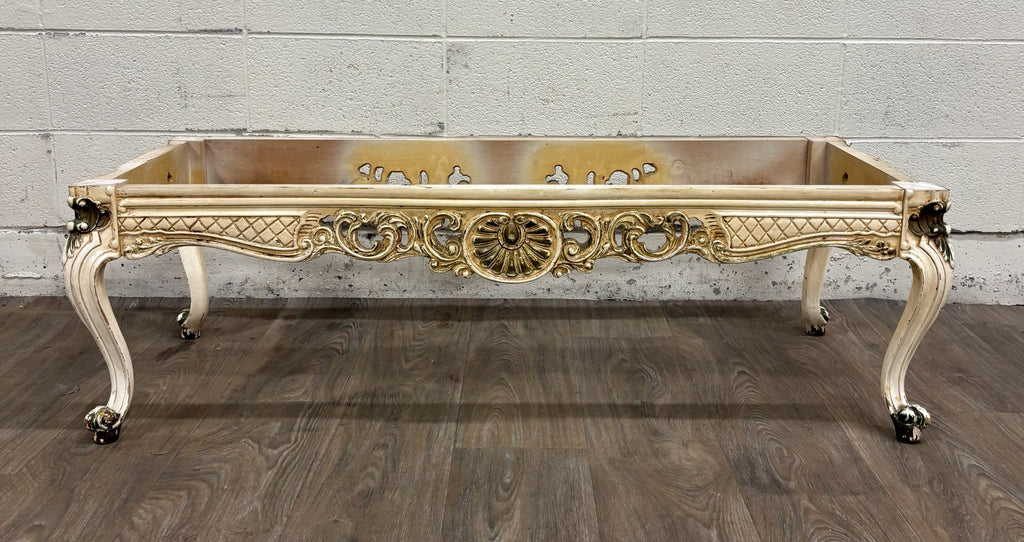 Vintage Italian Rococo Revival Marble Top Coffee Table