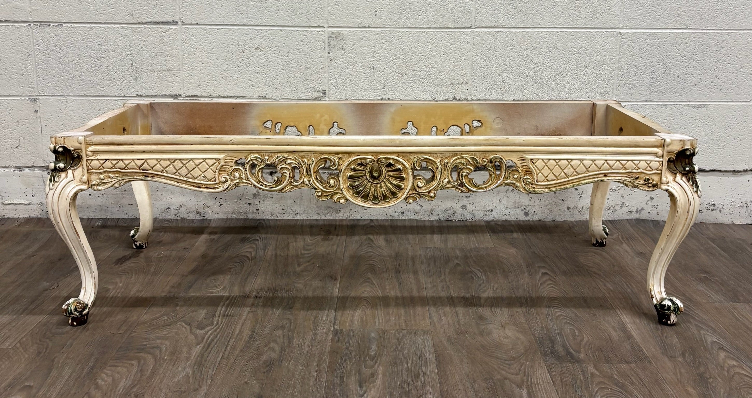 Vintage Italian Rococo Revival Marble Top Coffee Table