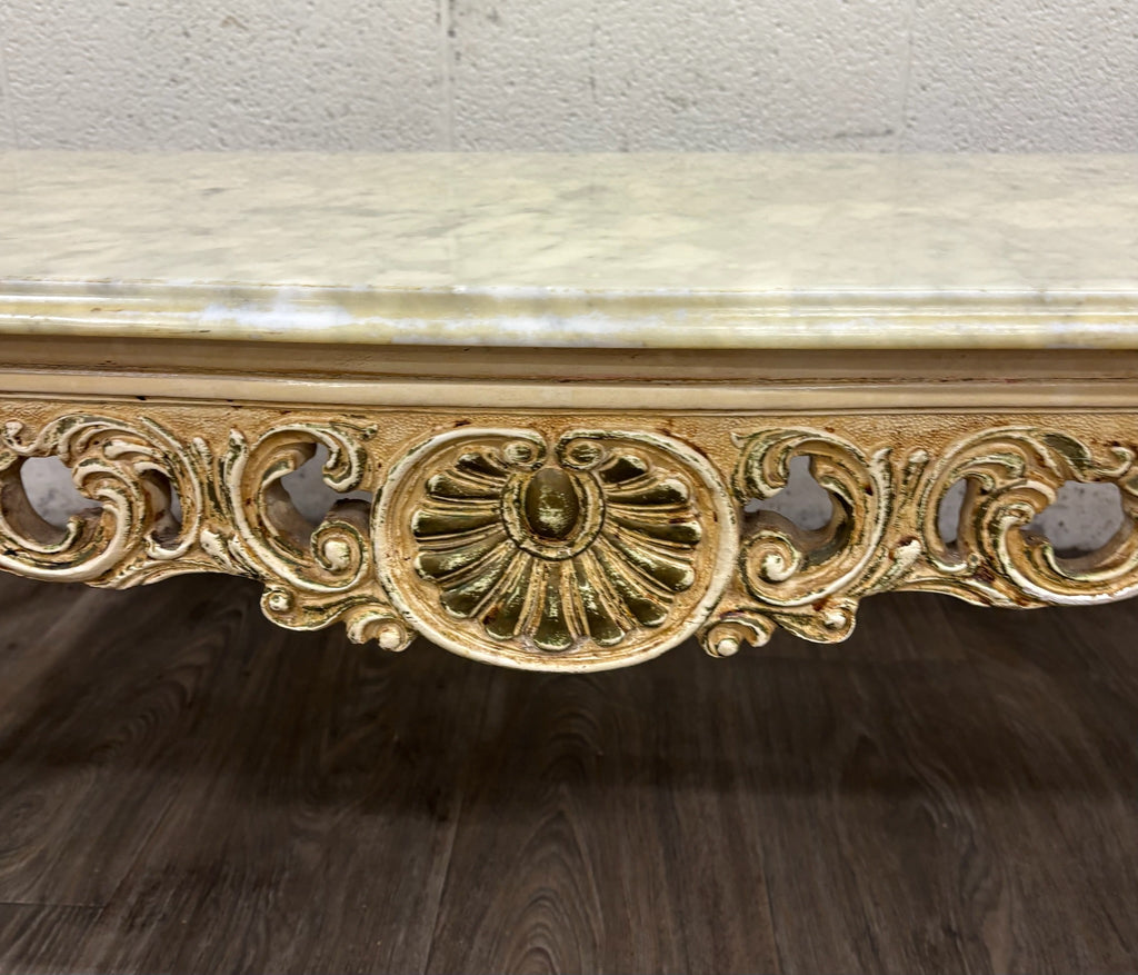 Vintage Italian Rococo Revival Marble Top Coffee Table