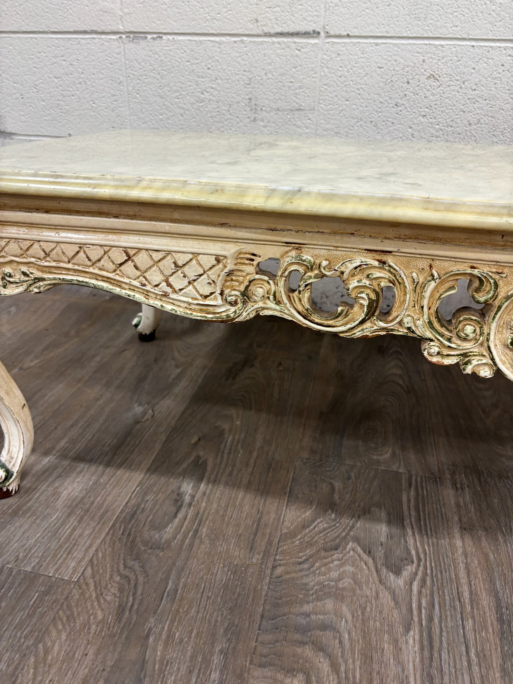 Vintage Italian Rococo Revival Marble Top Coffee Table