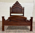 Antique Full Size Victorian Eastlake Monumental High Back Carved Walnut Bed