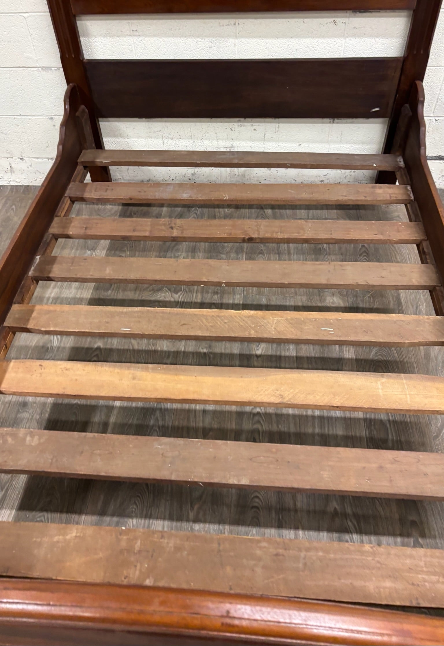 Antique Full Size Victorian Eastlake Monumental High Back Carved Walnut Bed