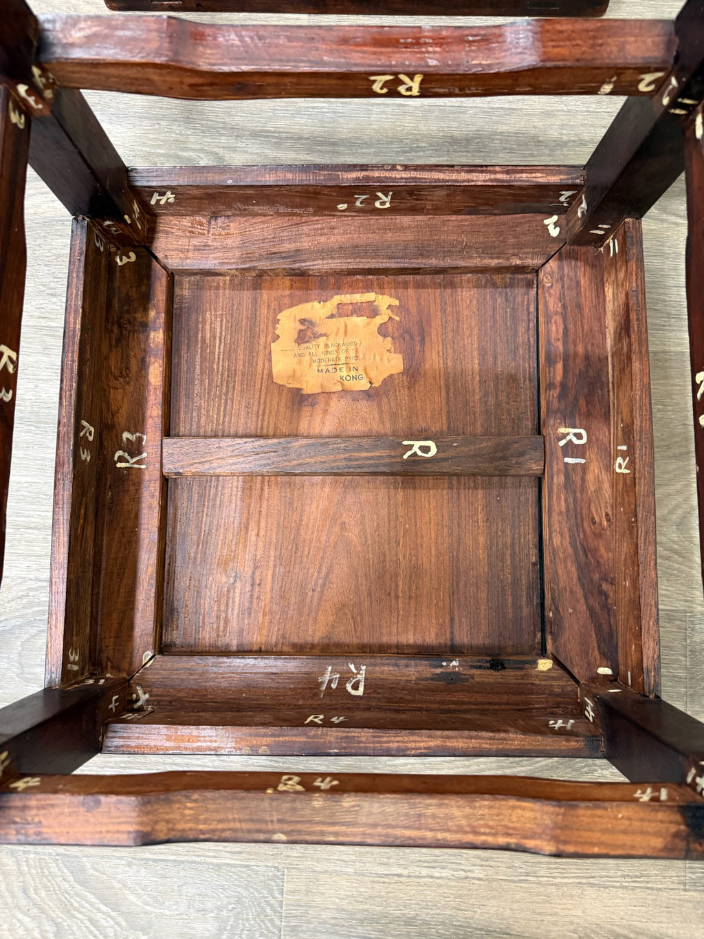 Vintage Ming Style Hong Kong Blackwood End Tables Side Tables - Pair
