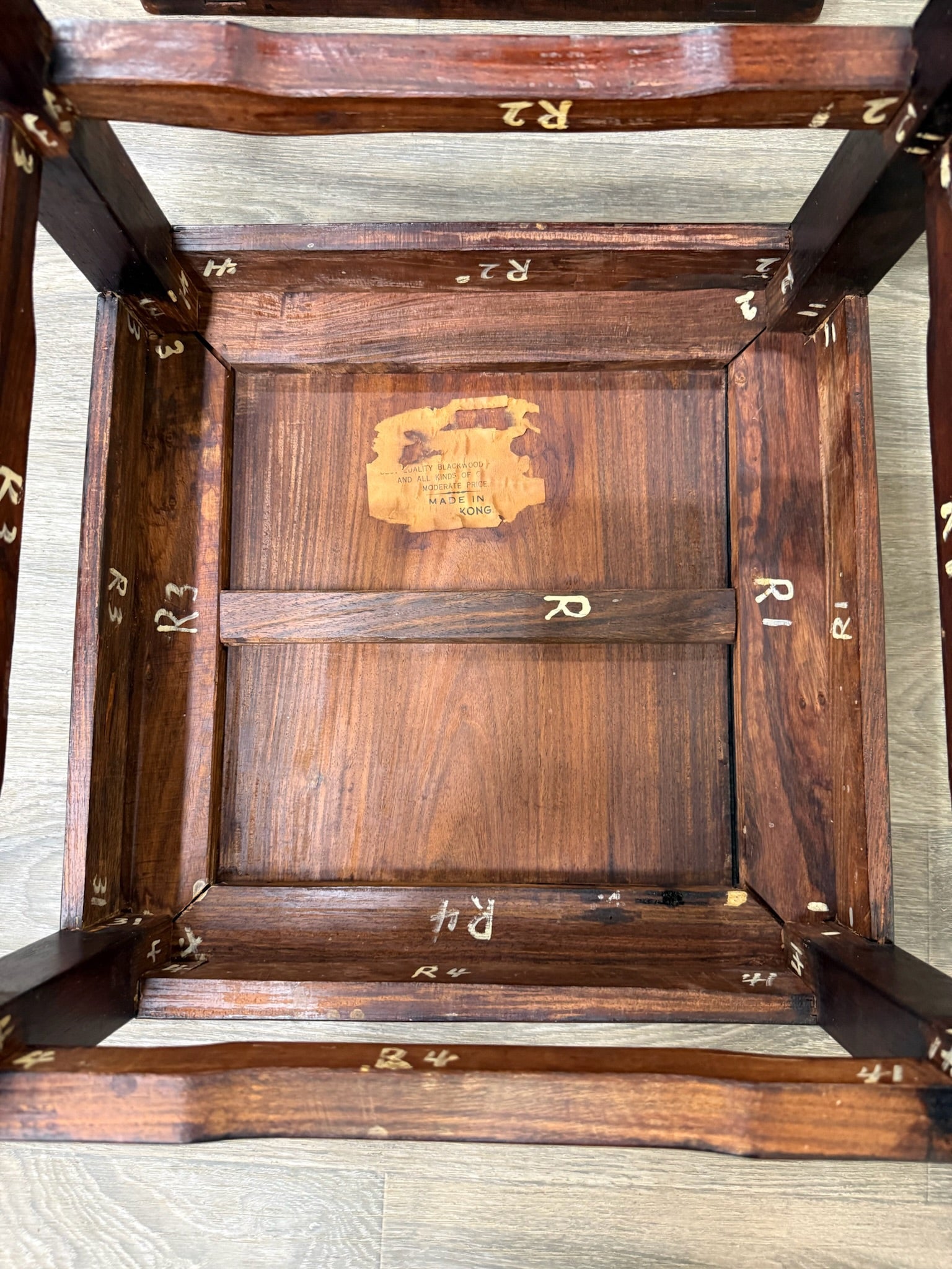 Vintage Ming Style Hong Kong Blackwood End Tables Side Tables - Pair