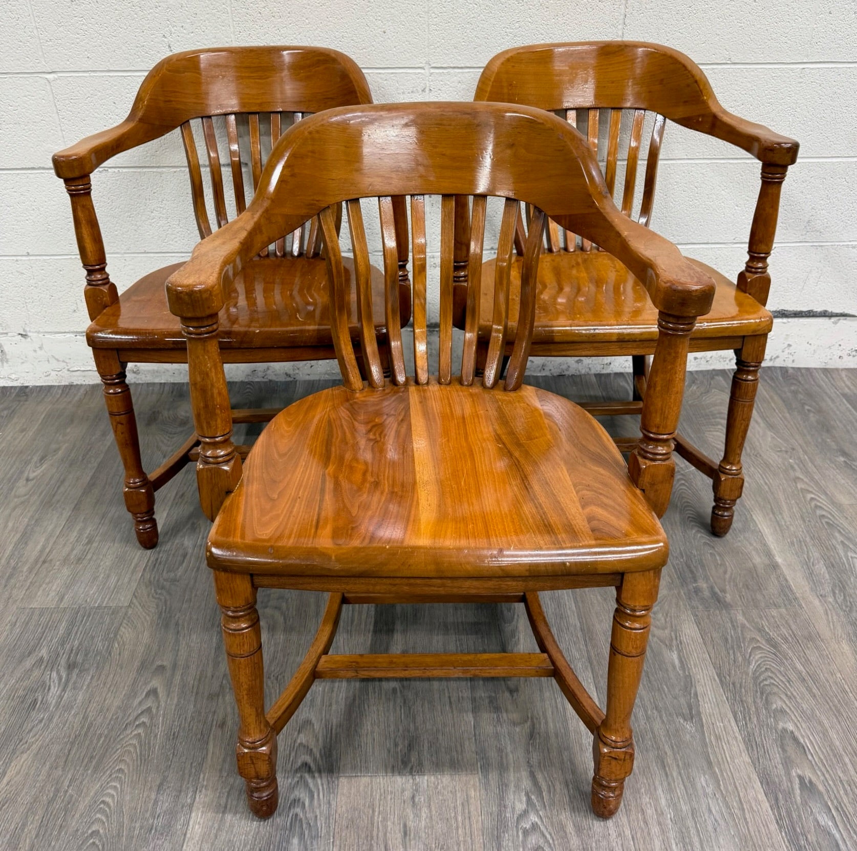 Vintage Colonial Revival Library Lawyer Banker Jury Chairs - Set of 3
