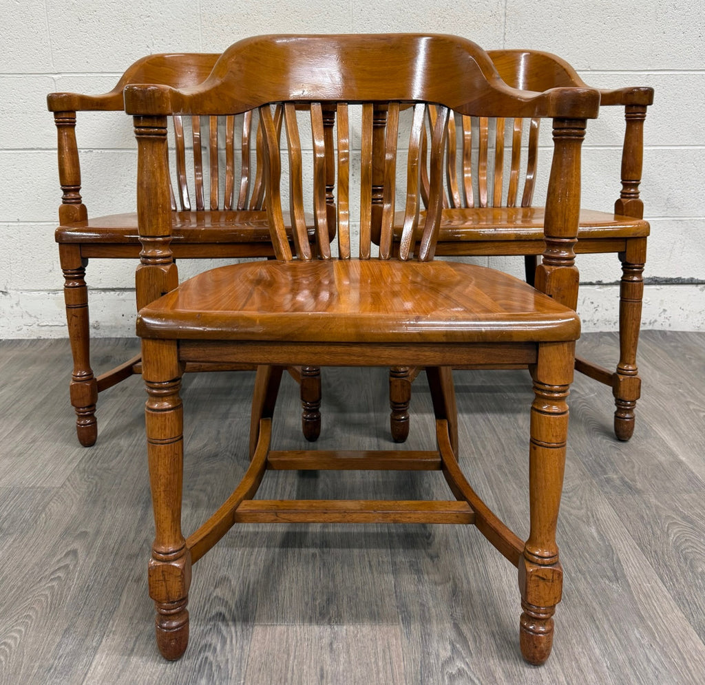 Vintage Colonial Revival Library Lawyer Banker Jury Chairs - Set of 3