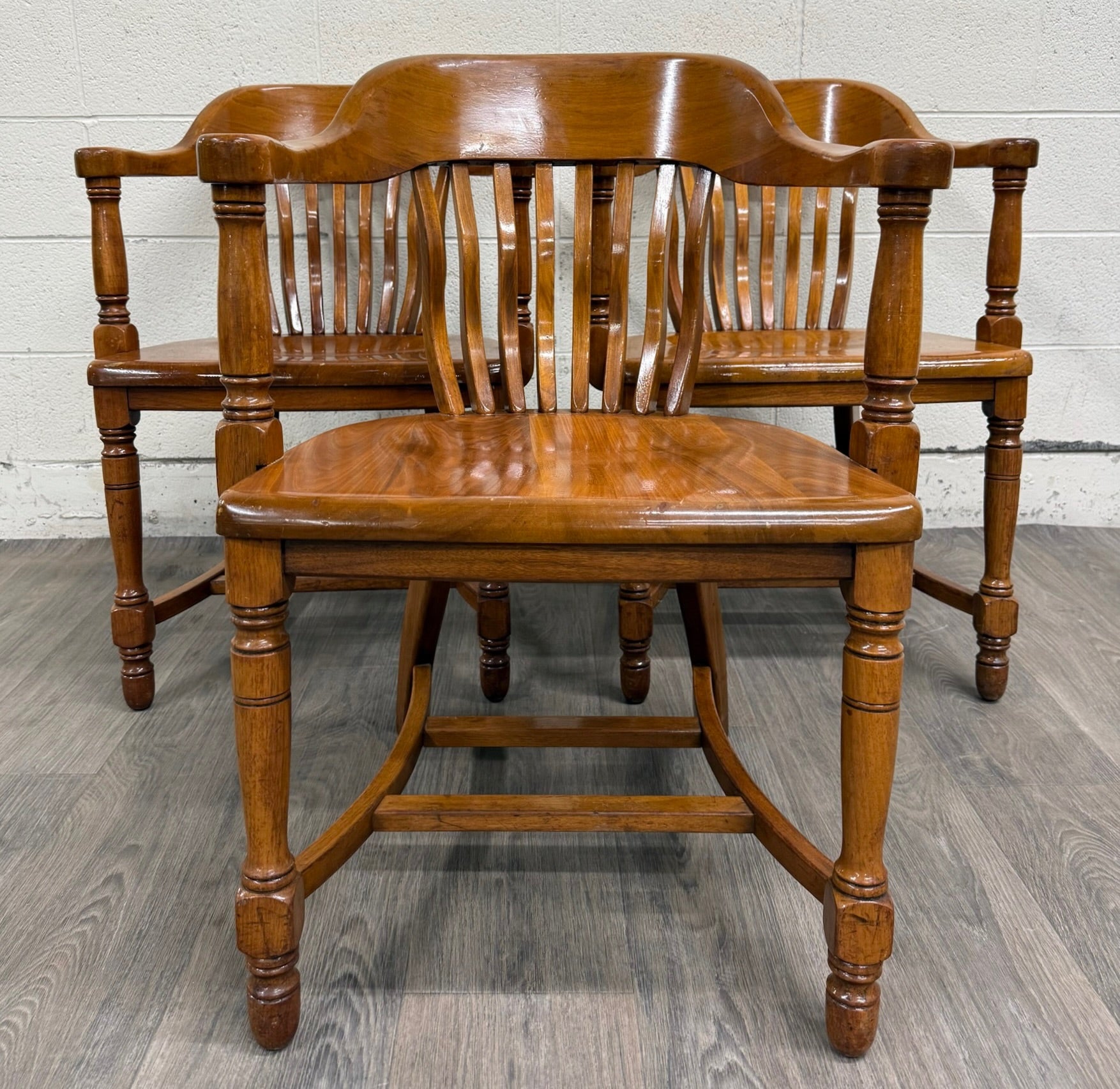 Vintage Colonial Revival Library Lawyer Banker Jury Chairs - Set of 3