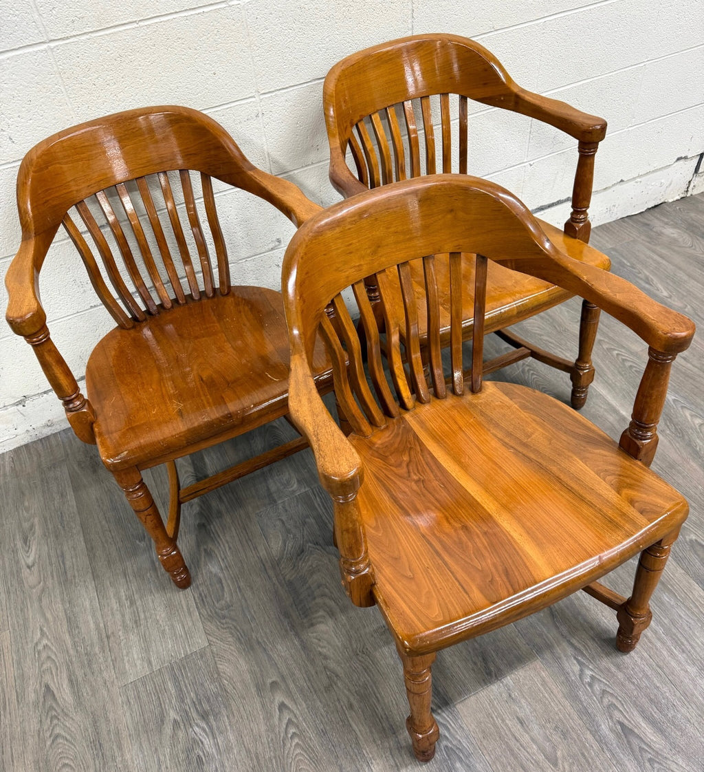 Vintage Colonial Revival Library Lawyer Banker Jury Chairs - Set of 3