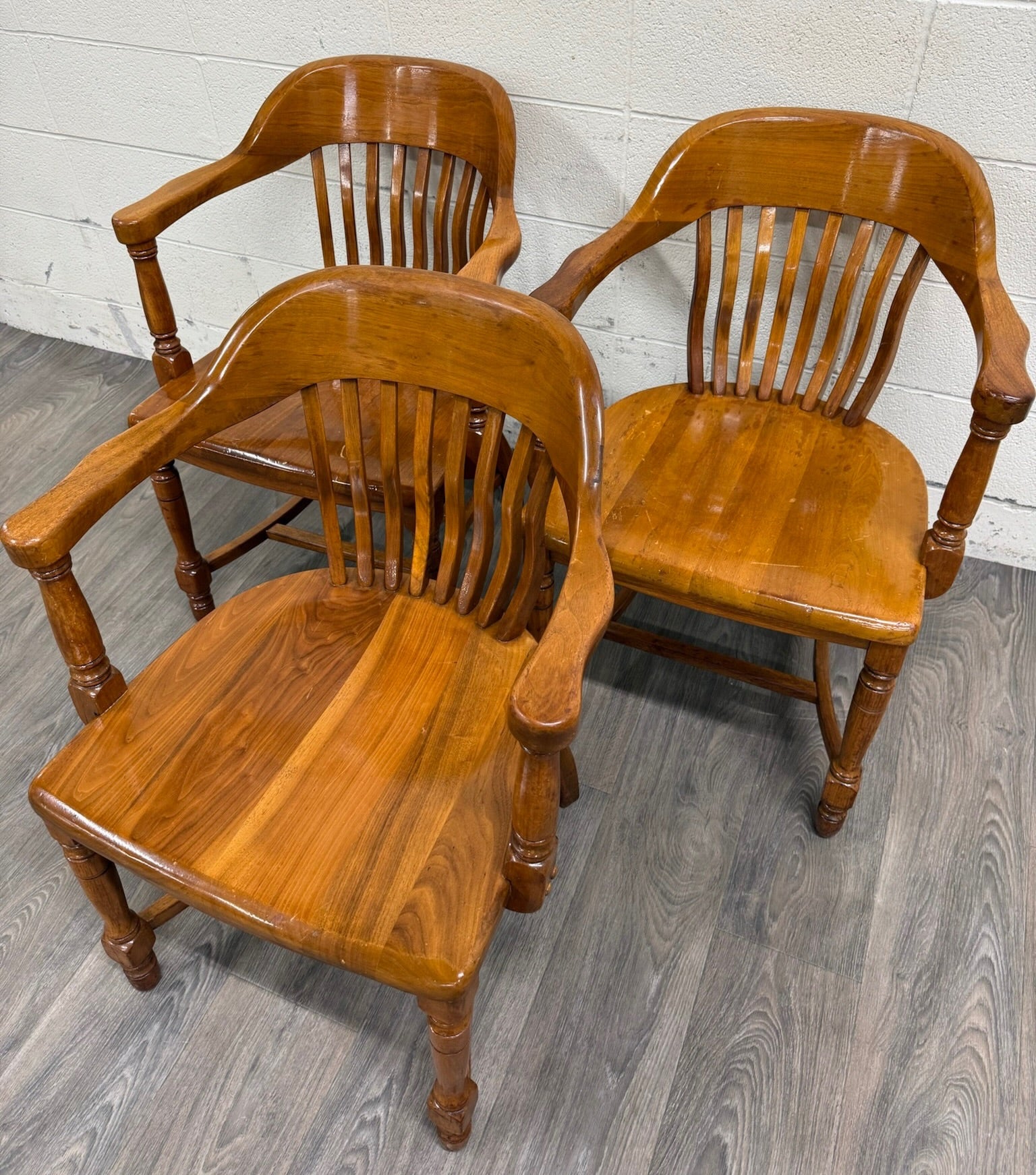 Vintage Colonial Revival Library Lawyer Banker Jury Chairs - Set of 3