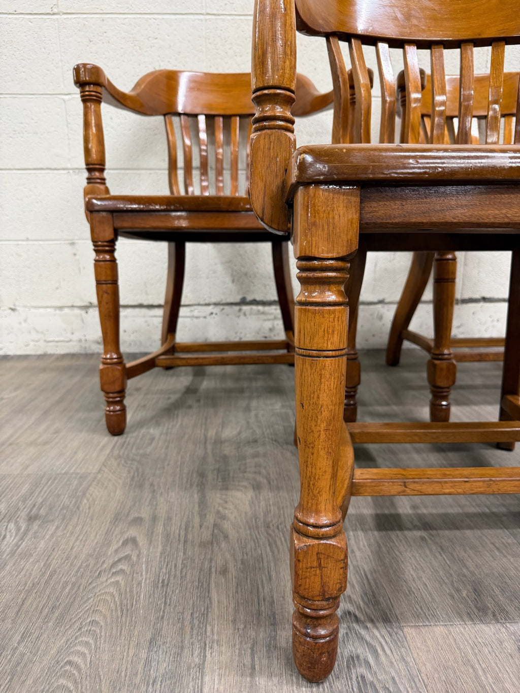 Vintage Colonial Revival Library Lawyer Banker Jury Chairs - Set of 3