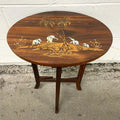 Vintage Shibayama Style Hardwood Side Table with Inlaid Elephant Scene