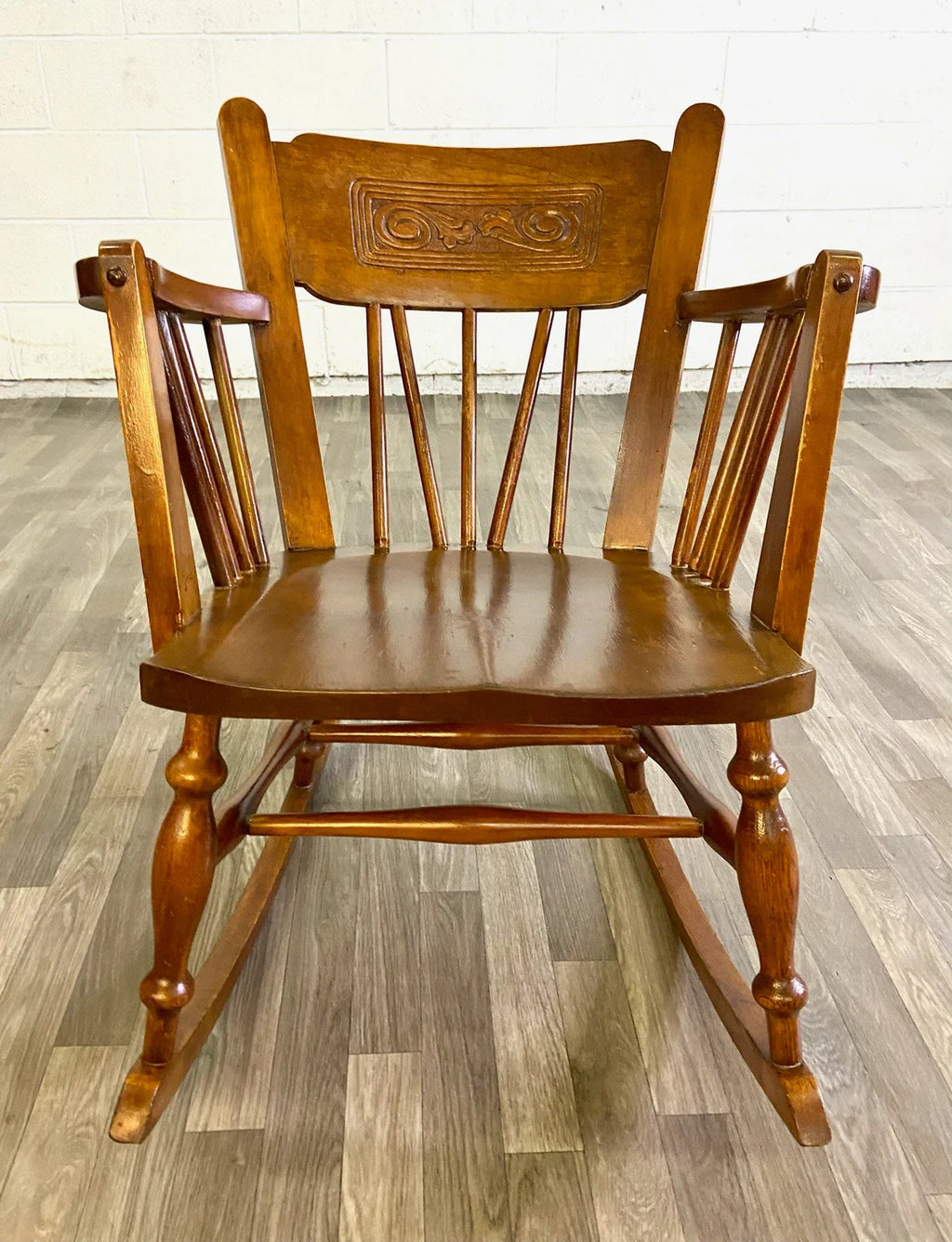 Vintage or Antique Victorian Style Pressed Back Spindle Rocking Chair