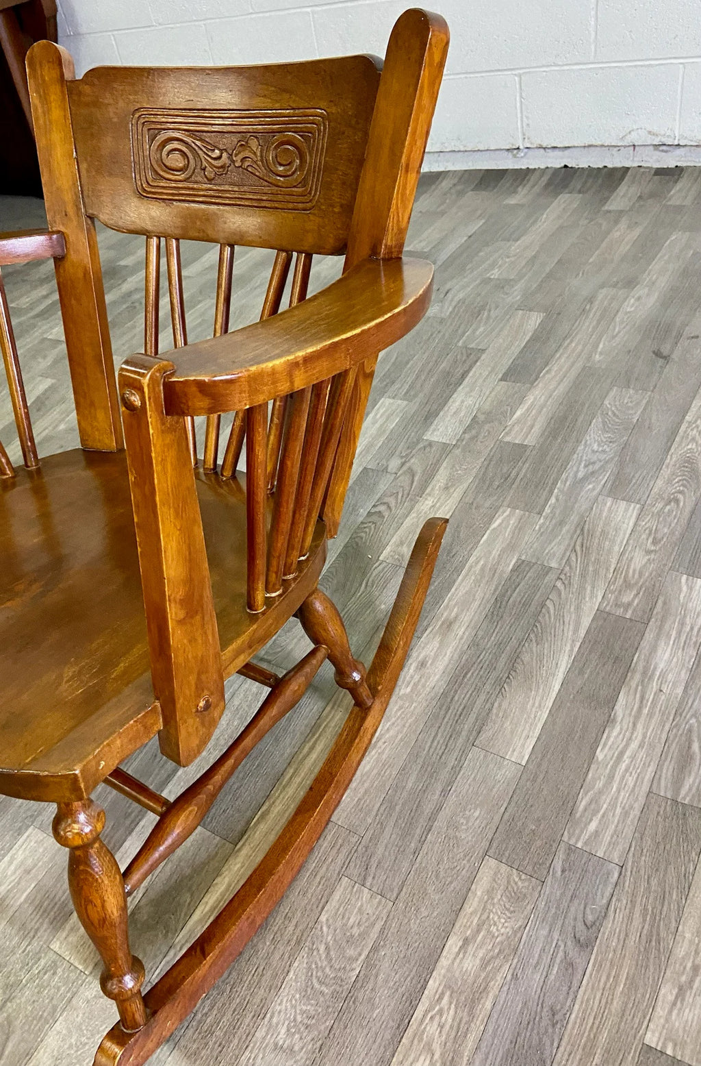 Vintage or Antique Victorian Style Pressed Back Spindle Rocking Chair