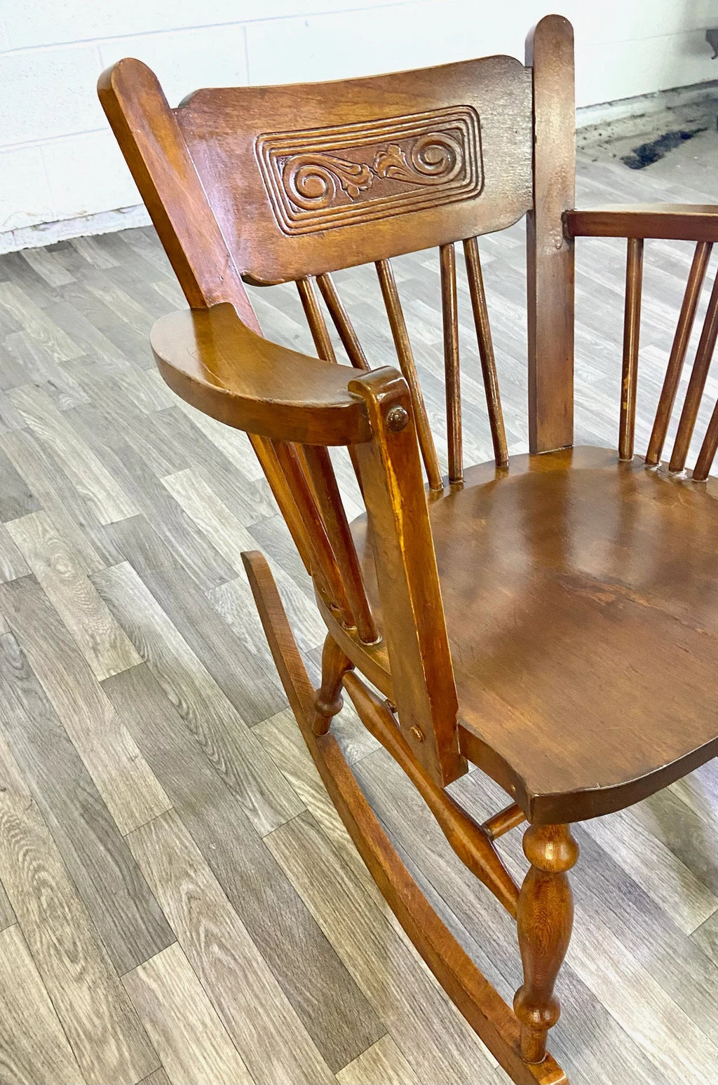 Vintage or Antique Victorian Style Pressed Back Spindle Rocking Chair