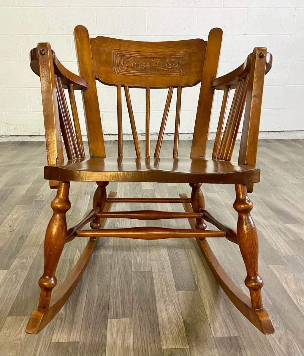 Vintage or Antique Victorian Style Pressed Back Spindle Rocking Chair