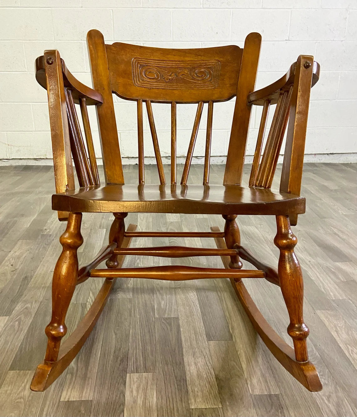 Vintage or Antique Victorian Style Pressed Back Spindle Rocking Chair