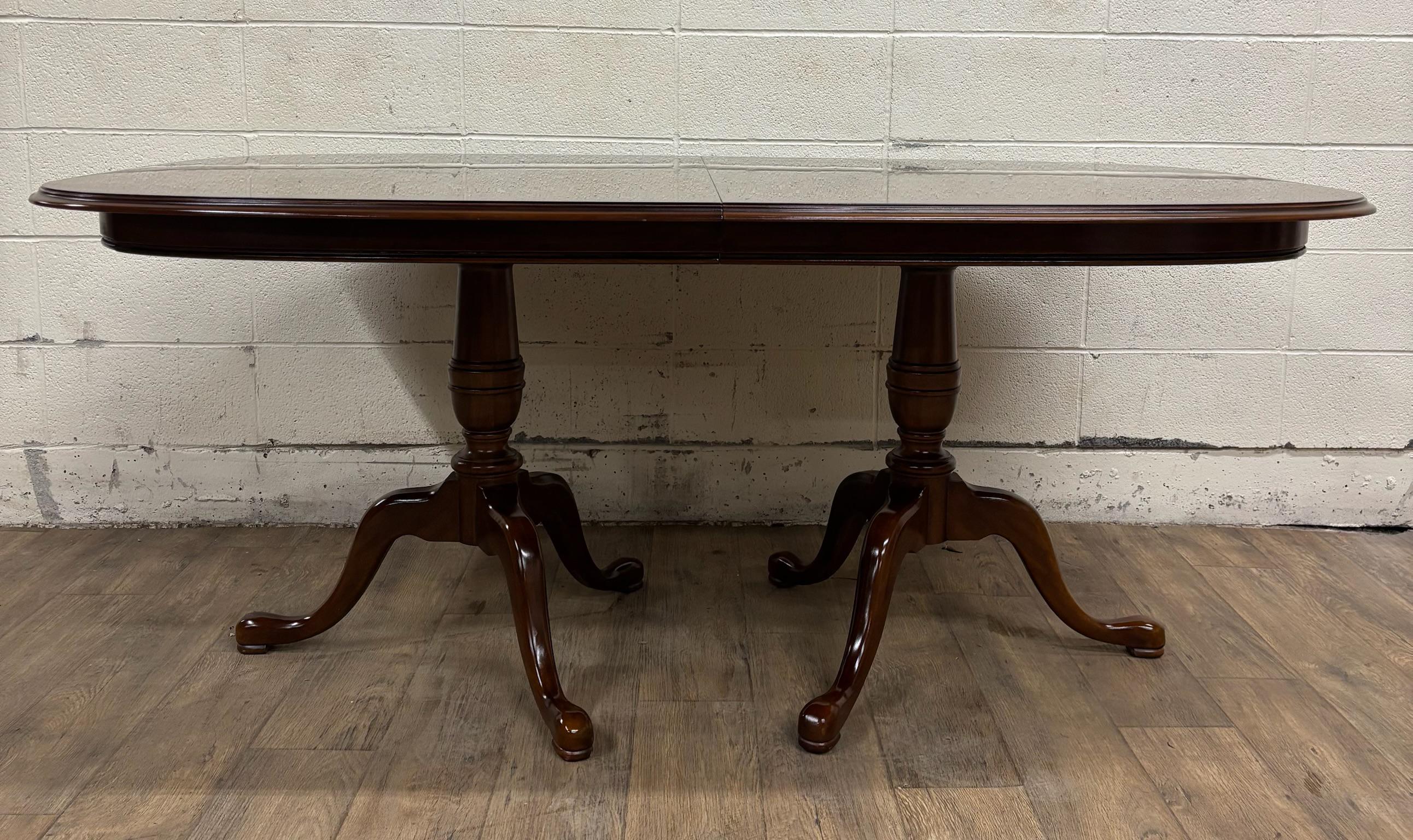 Vintage Drexel Georgian Style Cherry Double Pedestal Dining Table