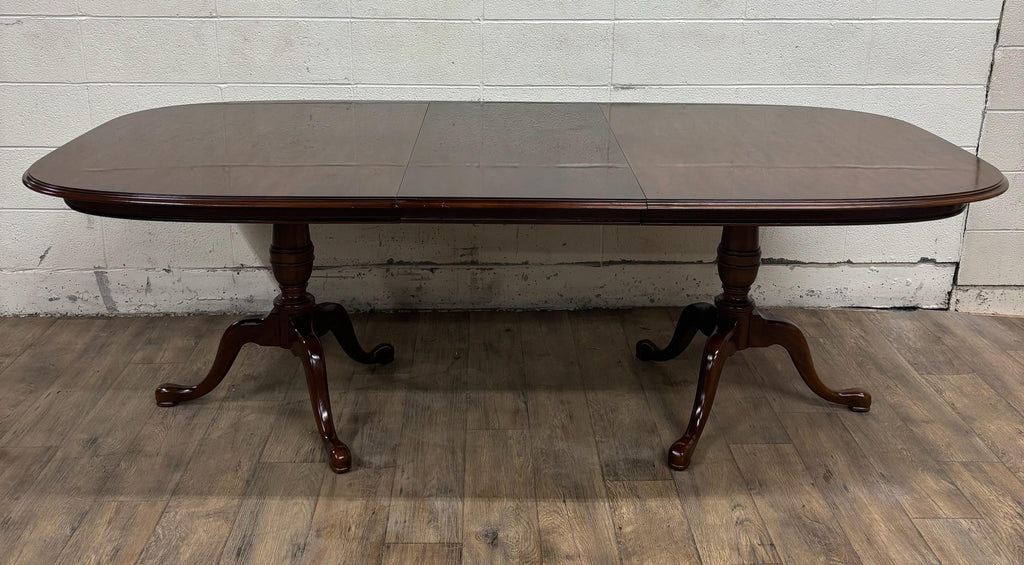 Vintage Drexel Georgian Style Cherry Double Pedestal Dining Table
