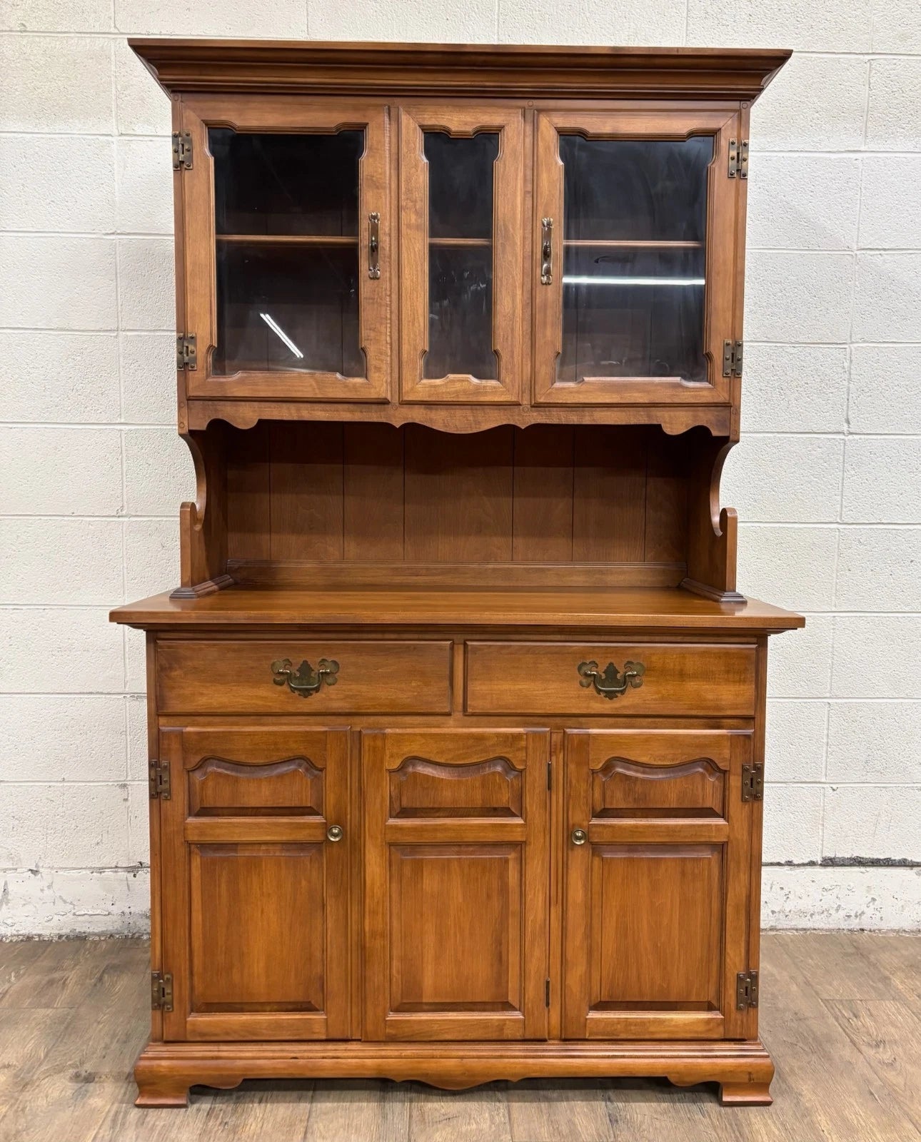 Vintage Tell City Young Republic Colonial China Cabinet Buffet Hutch and Cupboard
