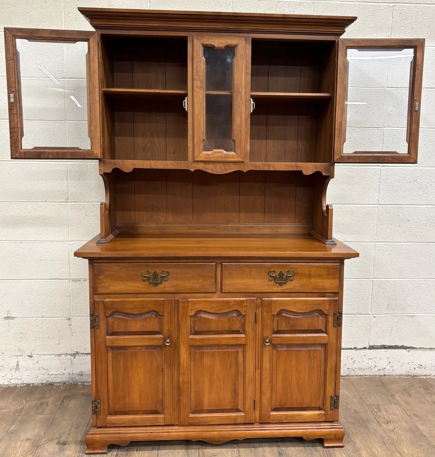 Vintage Tell City Young Republic Colonial China Cabinet Buffet Hutch and Cupboard