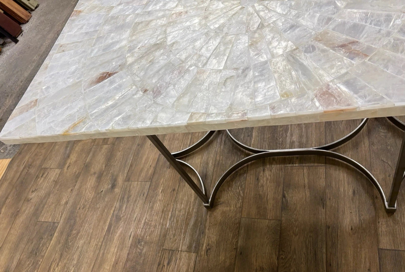 Vintage Hooker Furniture Co Selenite Mosaic Sunburst Dining Table Writing Desk