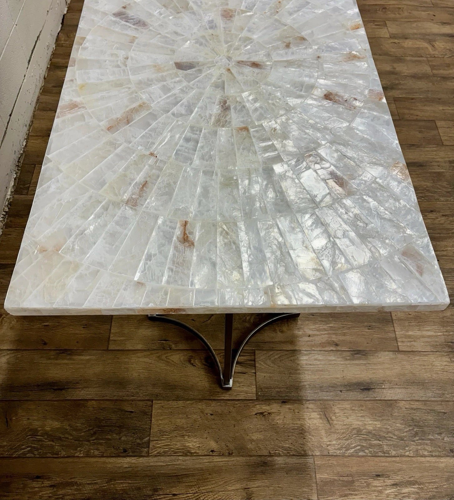 Vintage Hooker Furniture Co Selenite Mosaic Sunburst Dining Table Writing Desk