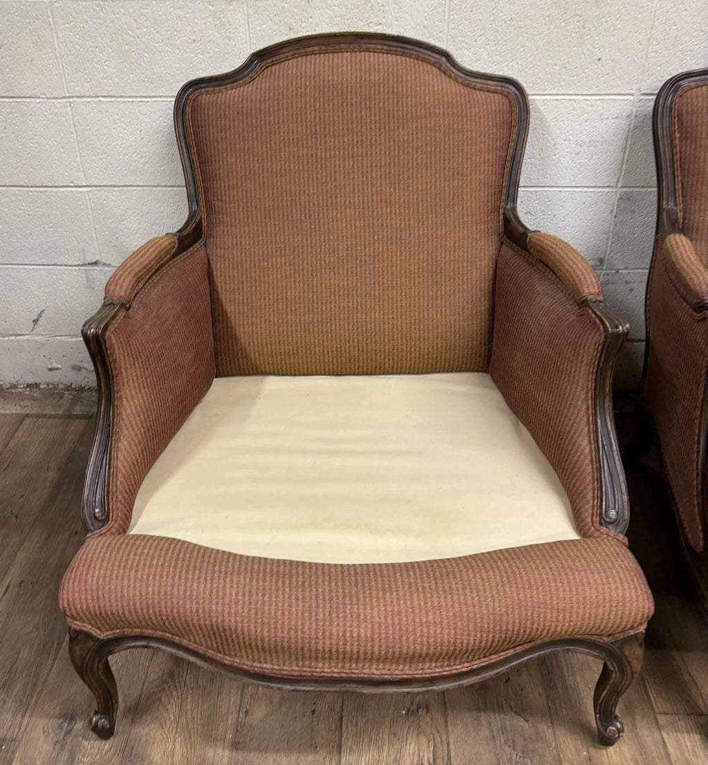 Vintage French Country Louis XV Style Bergere Chairs - Pair