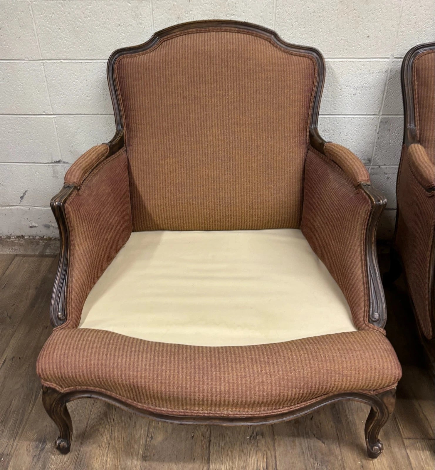 Vintage French Country Louis XV Style Bergere Chairs - Pair