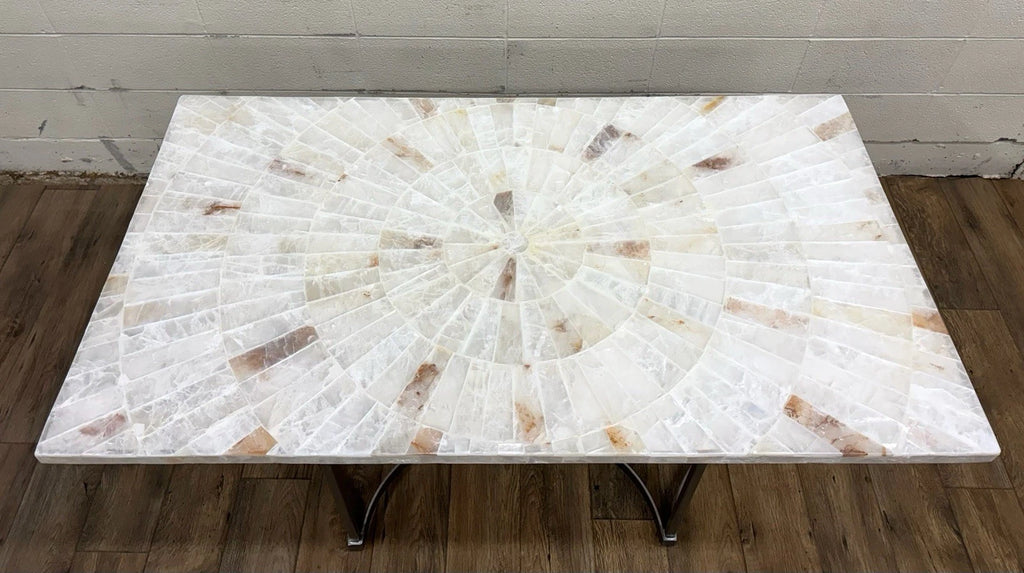 Vintage Hooker Furniture Co Selenite Mosaic Sunburst Dining Table Writing Desk