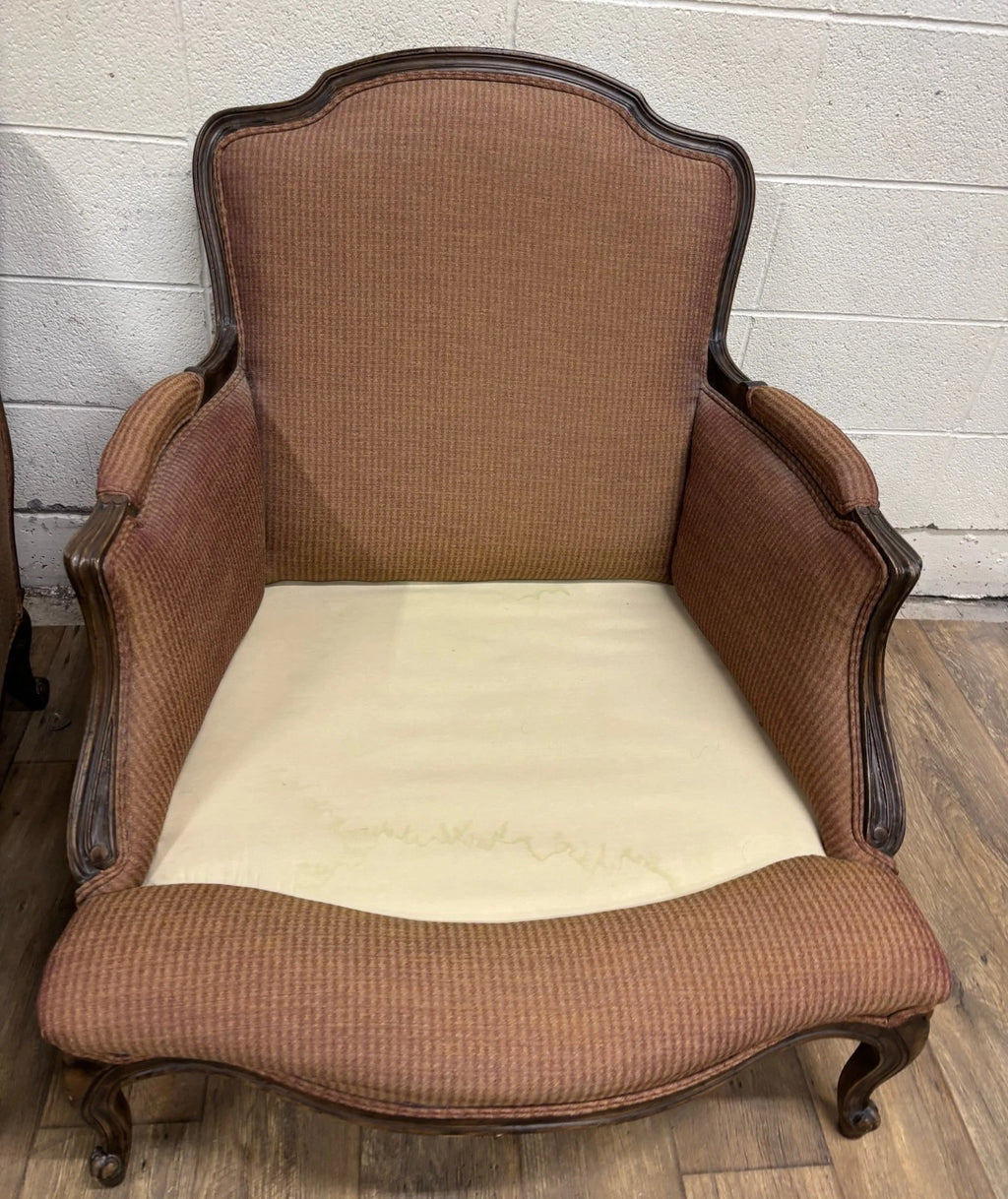Vintage French Country Louis XV Style Bergere Chairs - Pair