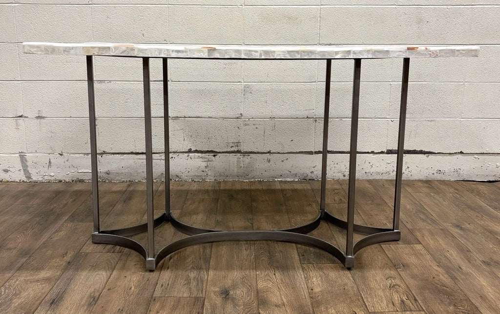Vintage Hooker Furniture Co Selenite Mosaic Sunburst Dining Table Writing Desk