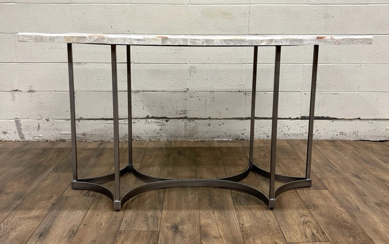 Vintage Hooker Furniture Co Selenite Mosaic Sunburst Dining Table Writing Desk