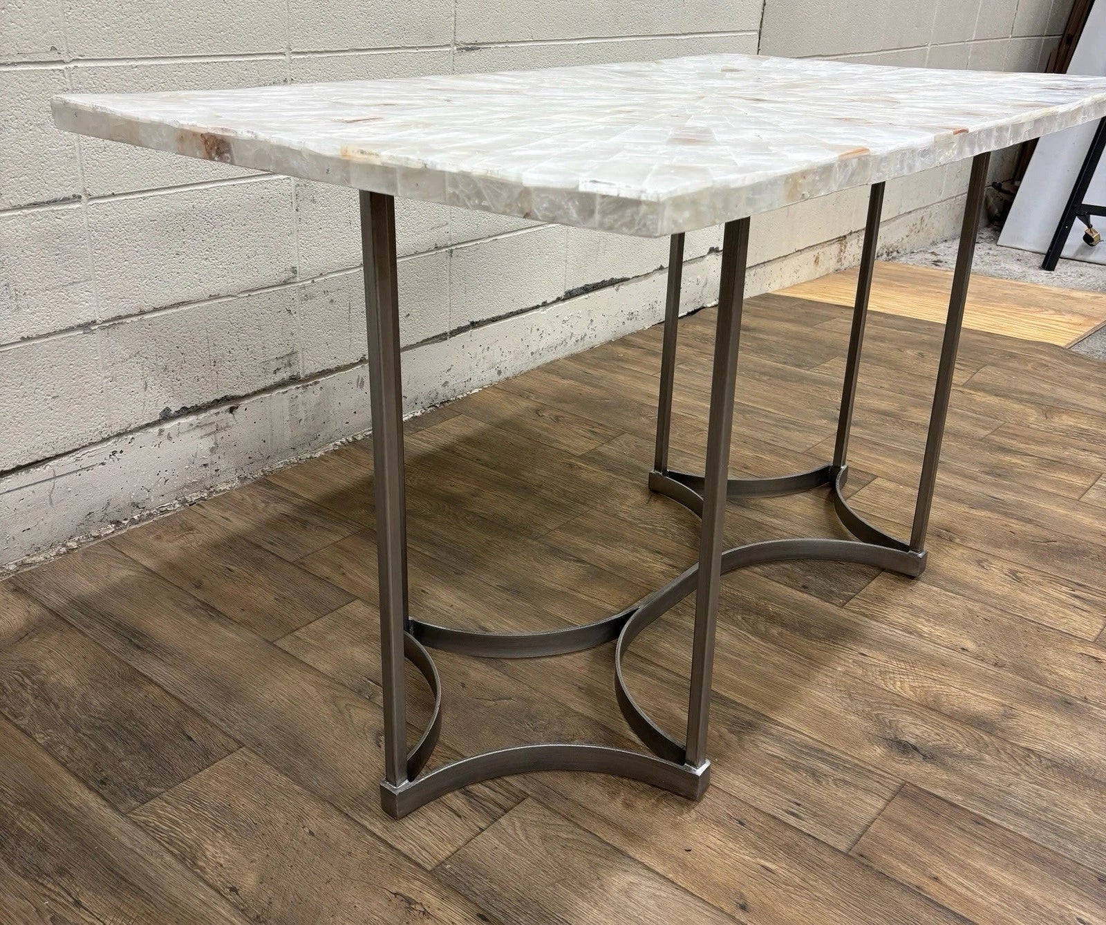 Vintage Hooker Furniture Co Selenite Mosaic Sunburst Dining Table Writing Desk
