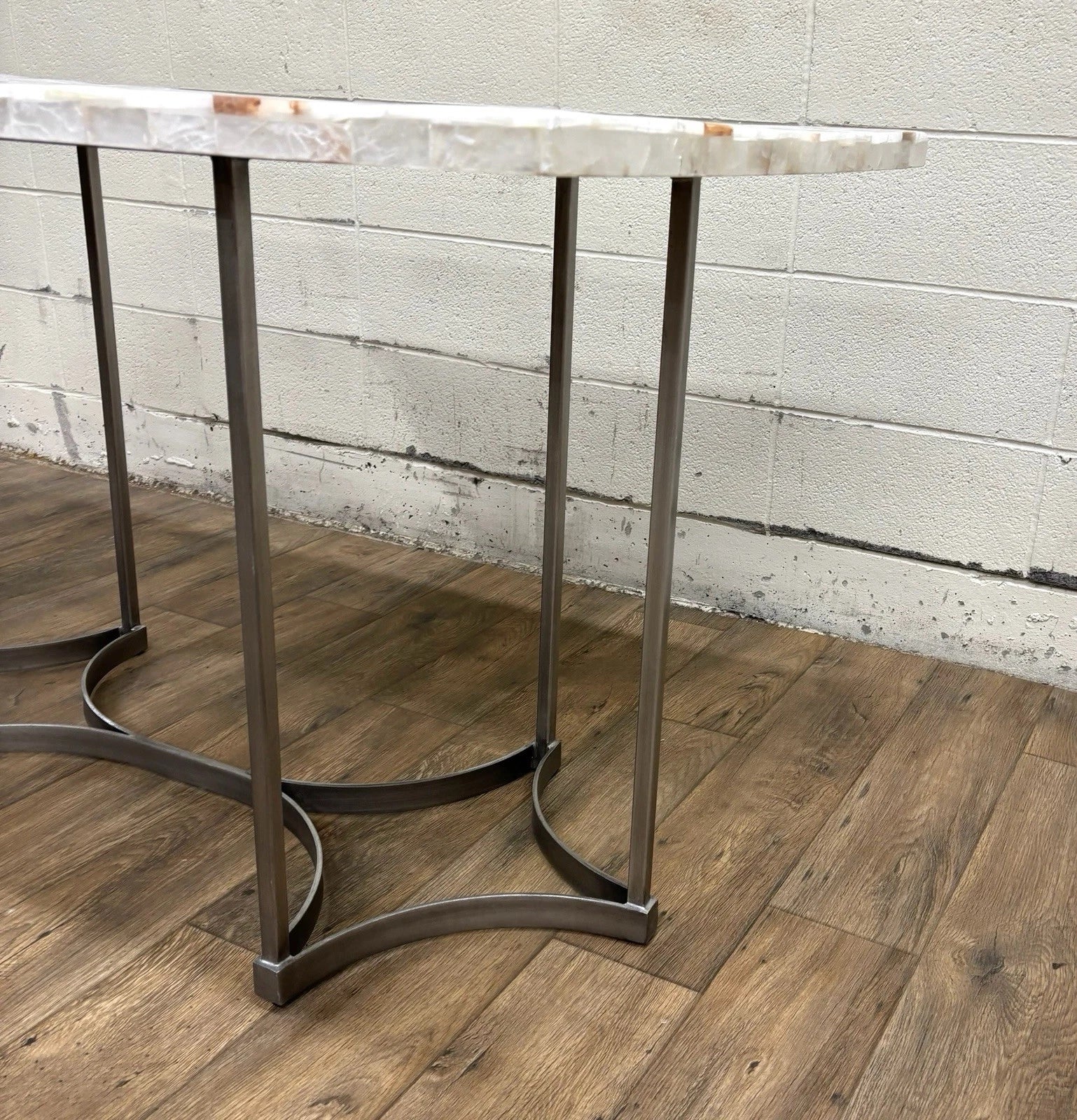 Vintage Hooker Furniture Co Selenite Mosaic Sunburst Dining Table Writing Desk
