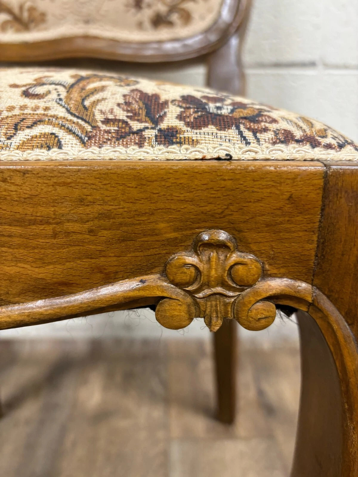 Vintage Louis XV Style Upholstered Tapestry Dining Chairs - Set of 6