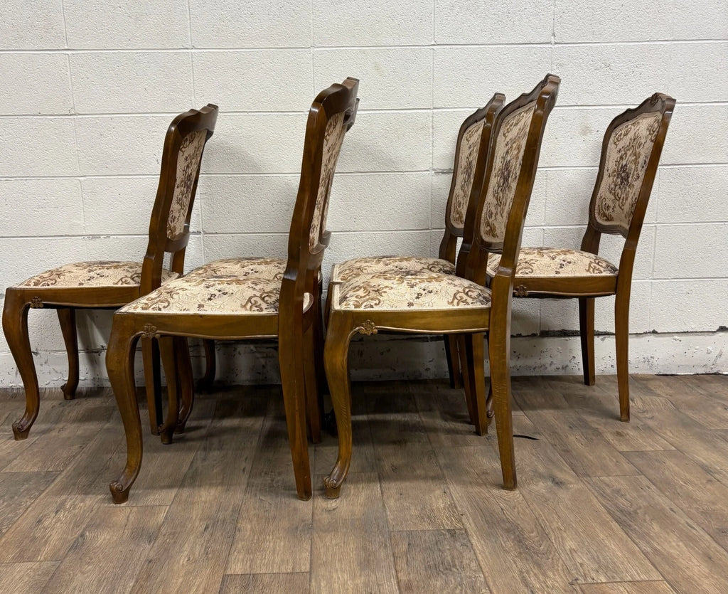Vintage Louis XV Style Upholstered Tapestry Dining Chairs - Set of 6