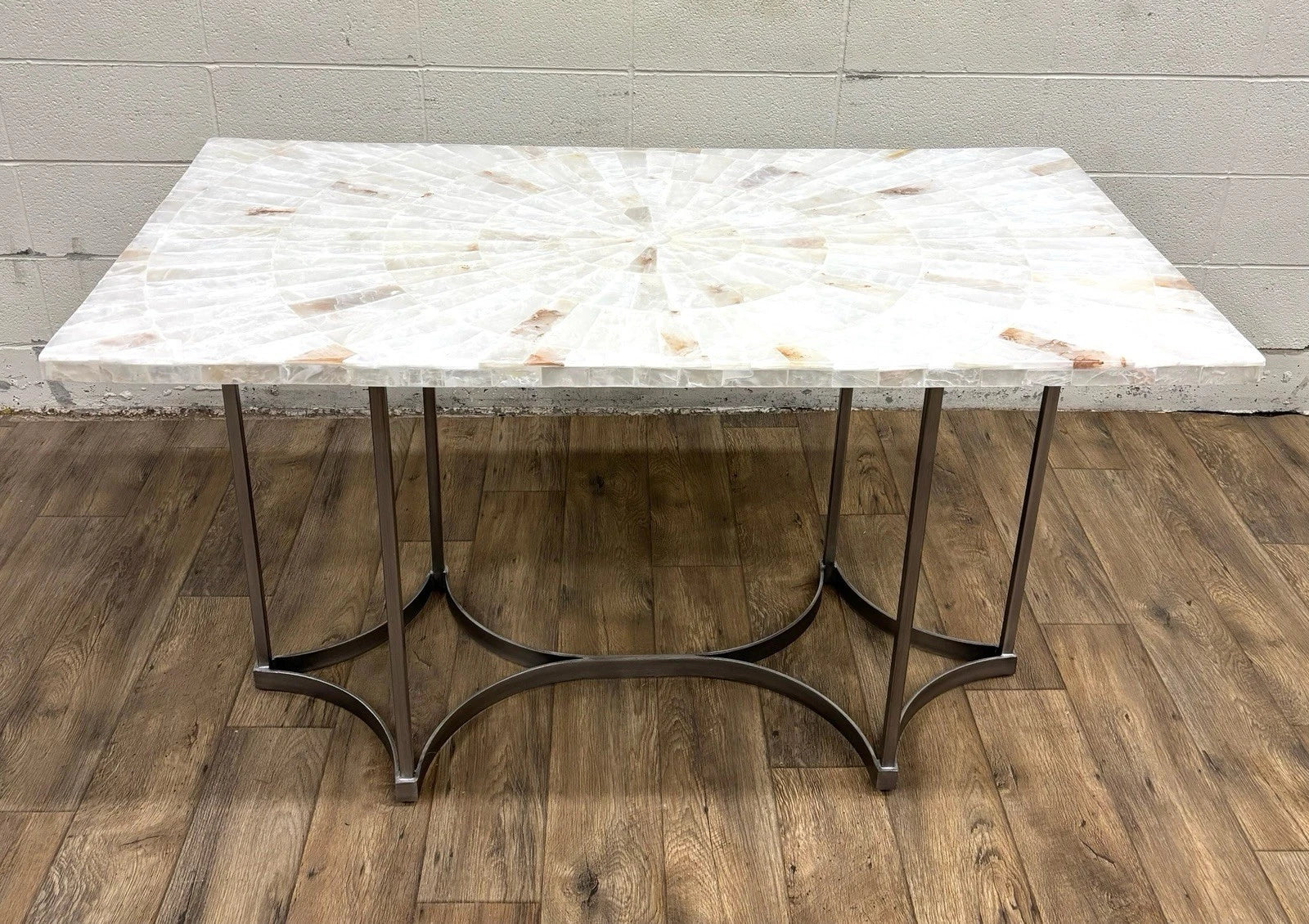 Vintage Hooker Furniture Co Selenite Mosaic Sunburst Dining Table Writing Desk