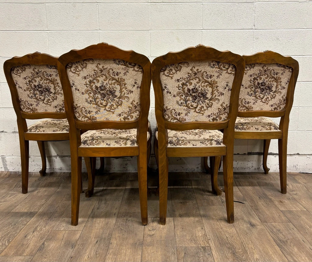 Vintage Louis XV Style Upholstered Tapestry Dining Chairs - Set of 6