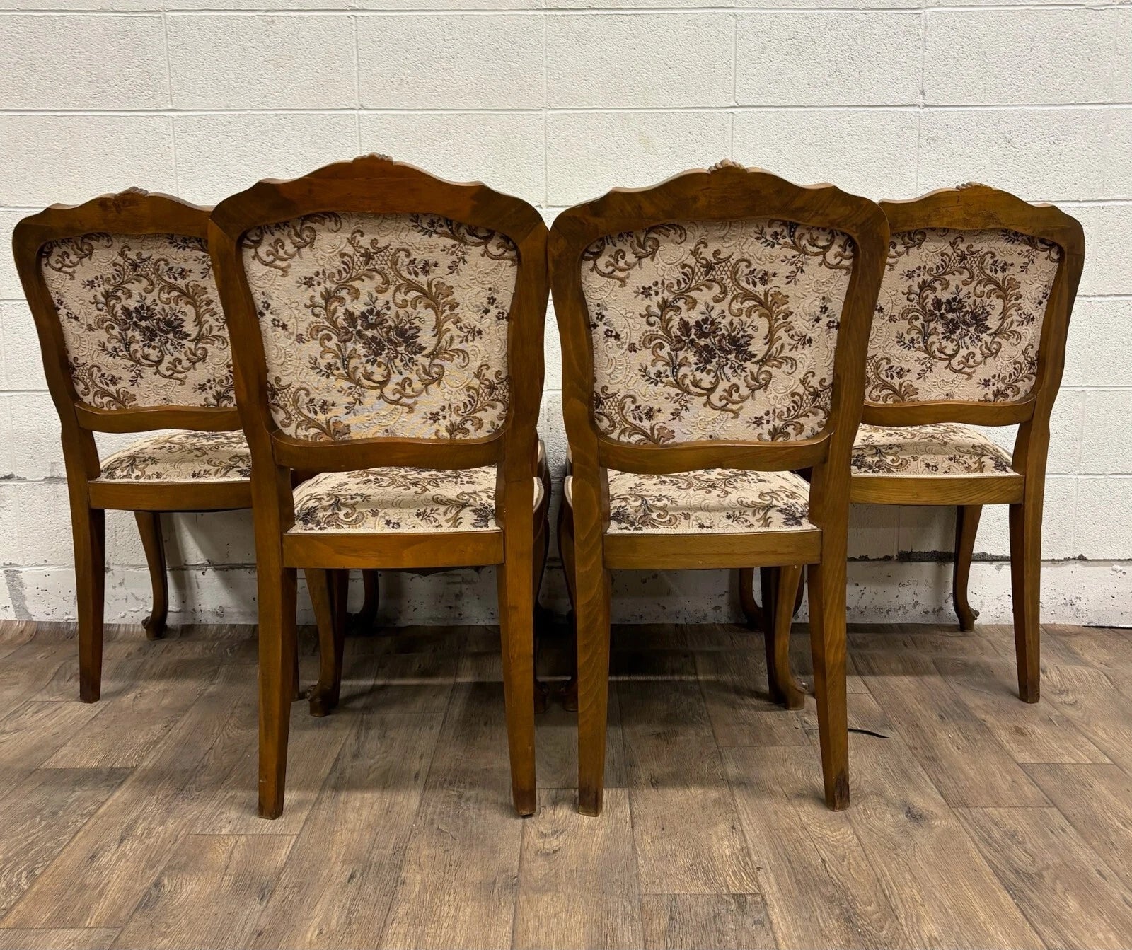 Vintage Louis XV Style Upholstered Tapestry Dining Chairs - Set of 6