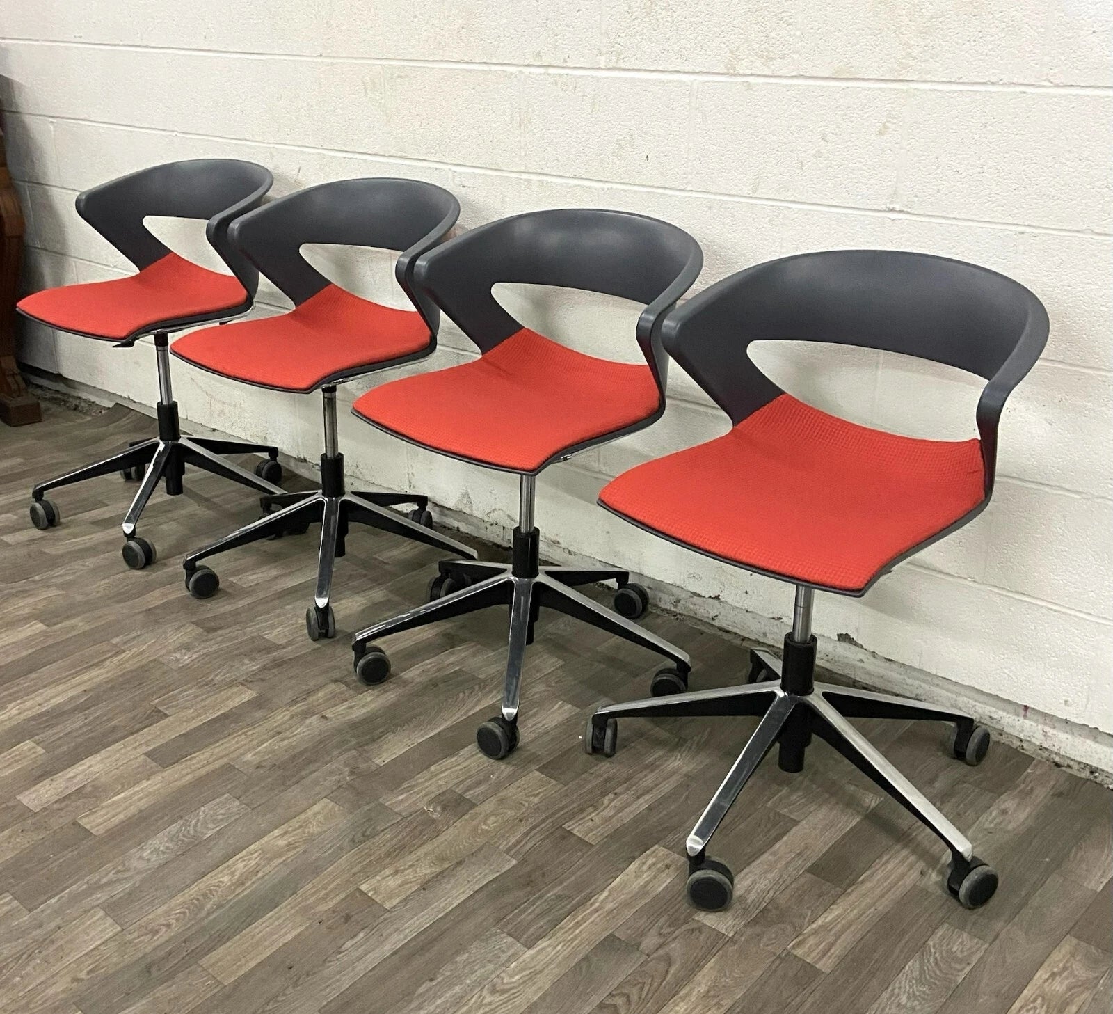 Cape Furniture Modern Black and Red Swivel Rolling Chairs - Set of 4