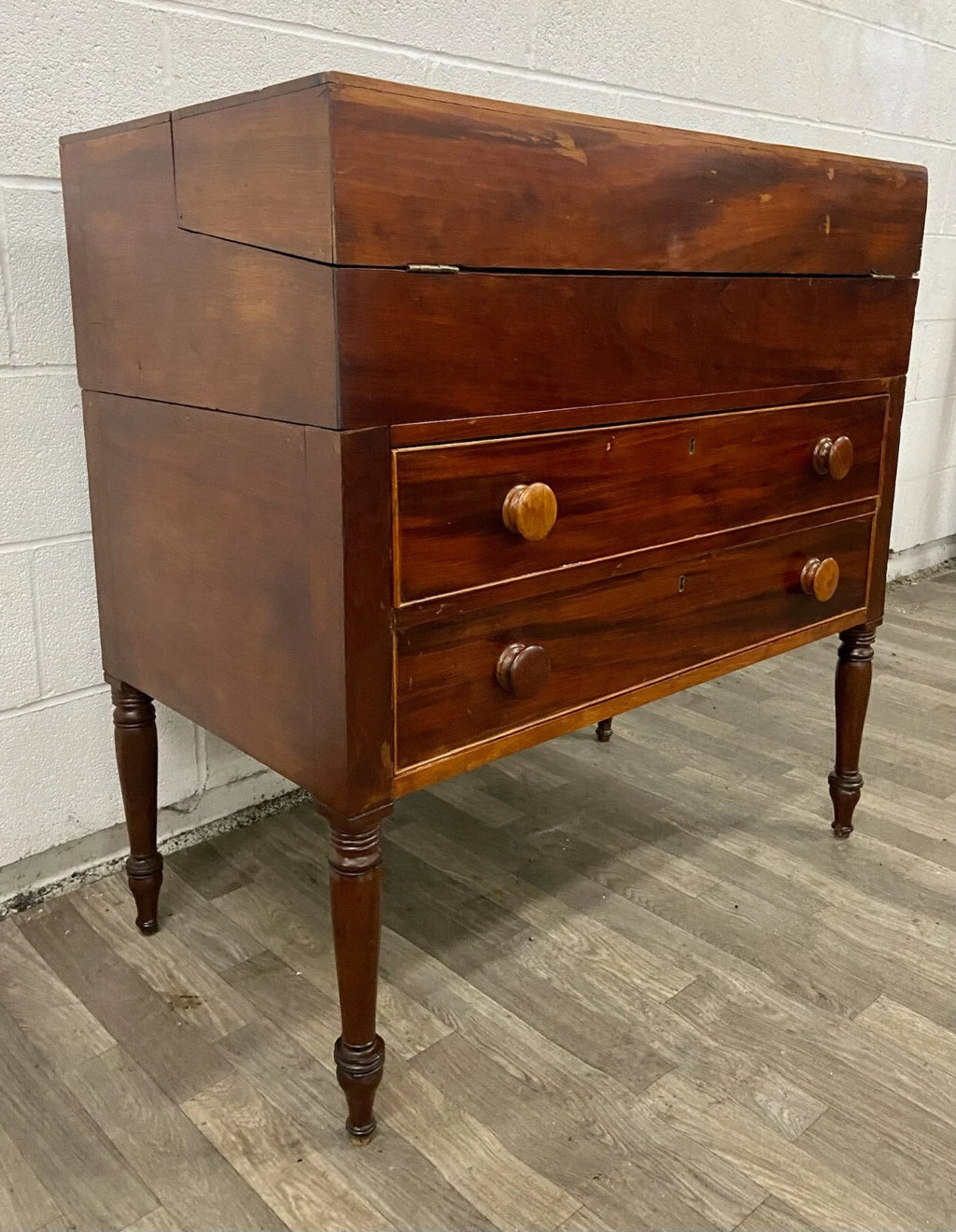 Antique 19th Century Style Unfolding Campaign Box Desk Captain Desk Writing Desk
